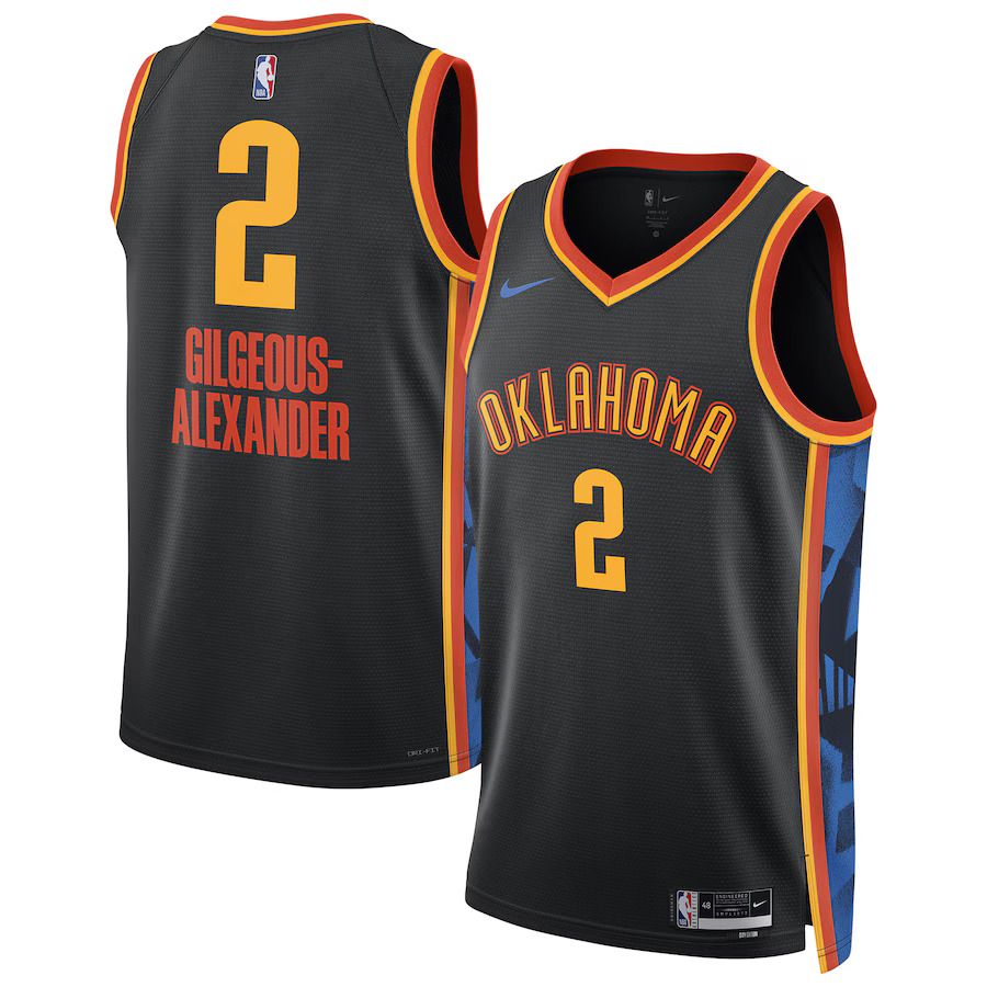 Men Oklahoma City Thunder 2 Shai Gilgeous-Alexander Nike Black City Edition 2024-25 Swingman Player NBA Jersey